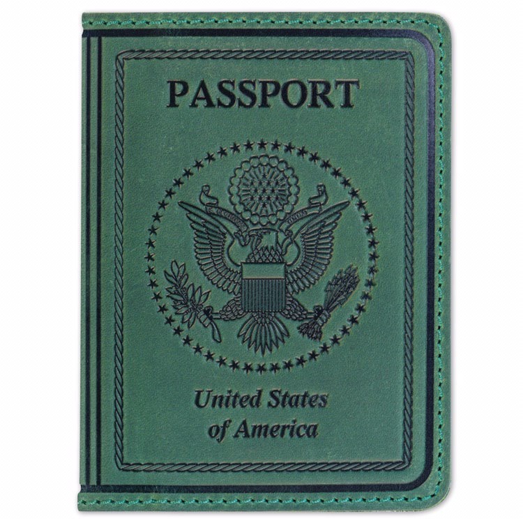 Шкіряна обкладинка на паспорт Passport USA col.C зелений